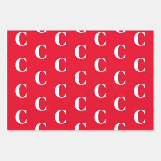 Mit Monogramm, weißes Zeichen Anfangsbuchstabe Geschenkpapier Set (Vorderseite 3)