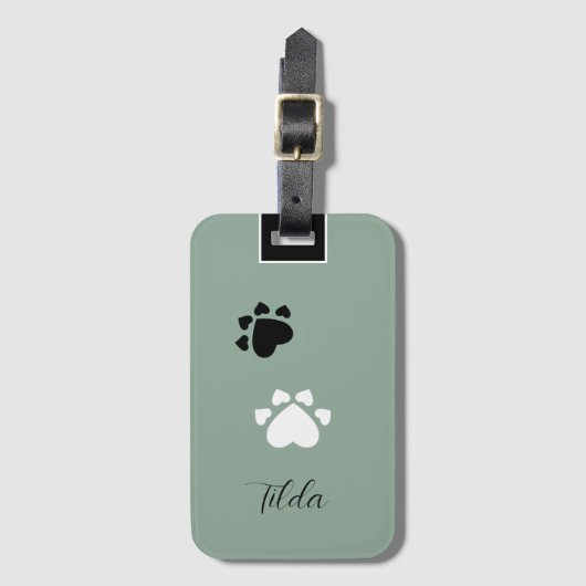 Mit Monogramm Welpenherzen Gepäckanhänger (Vorderseite Vertikal)