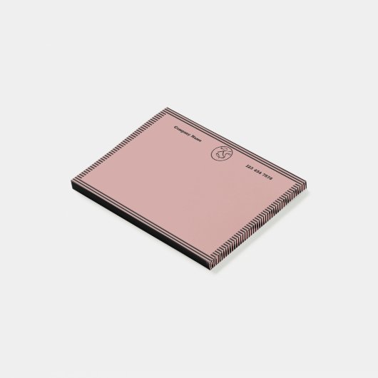 Mit Monogramm Werbeaktion zwischen Schwarz und Ros Post-it Klebezettel (angewinkelt)