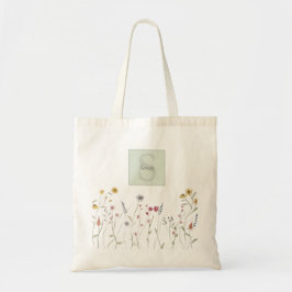 Mit Monogramm Whimsikfarben-Wildblume Tragetasche