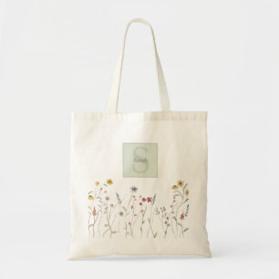 Mit Monogramm Whimsikfarben-Wildblume Tragetasche