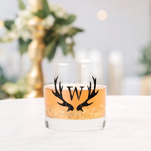 Mit Monogramm Whiskey-Glas mit Hirschgeflecht-Logo Whiskyglas (Insitu (Hochzeit))