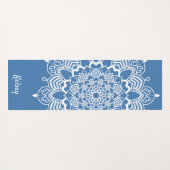 Mit Monogramm White & Blue Mandala Muster Yoga Mat Yogamatte (Rückseite (Horizontal))
