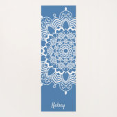 Mit Monogramm White & Blue Mandala Muster Yoga Mat Yogamatte (Rückseite)