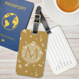 Mit Monogramm White Daisy Blume Blumenmuster Gepäckanhänger