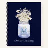 Mit Monogramm White Daisy Blume in Mason Jar Rezep Notizblock (Vorderseite)