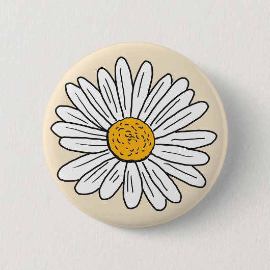 Mit Monogramm White Daisy Floral Button (Vorderseite)