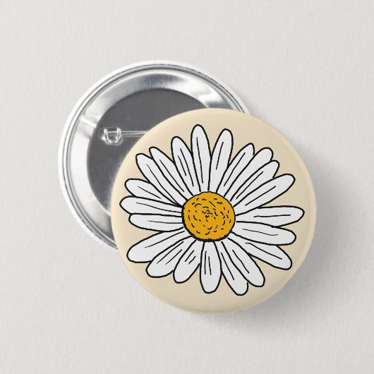 Mit Monogramm White Daisy Floral Button (Vorne & Hinten)