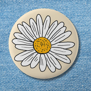 Mit Monogramm White Daisy Floral Button