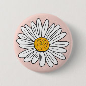 Mit Monogramm White Daisy Floral Button (Vorderseite)