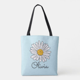Mit Monogramm White Daisy Floral Tasche