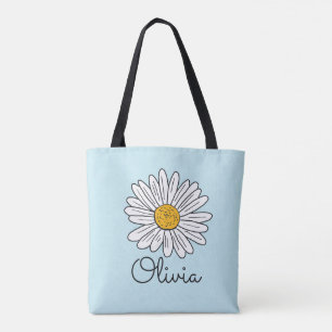 Mit Monogramm White Daisy Floral Tasche