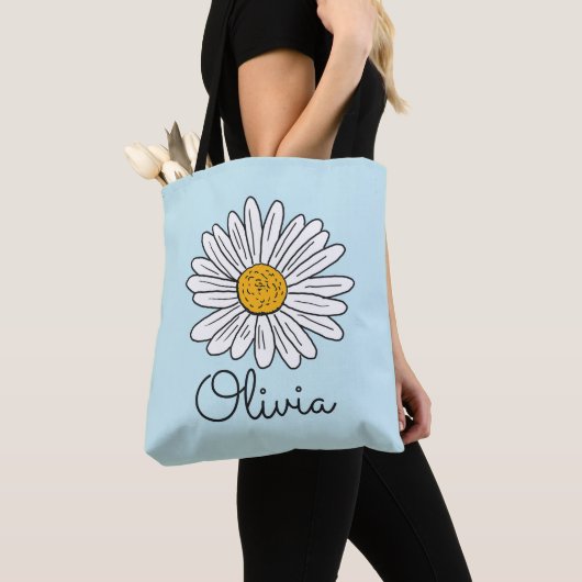 Mit Monogramm White Daisy Floral Tasche (Von Nahem)