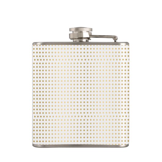 Mit Monogramm White & Gold Polka Dots Muster Flachmann (Rückseite)