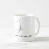 Mit Monogramm-White Gray Personal Custom Modern Kaffeetasse (VorderseiteRechts)