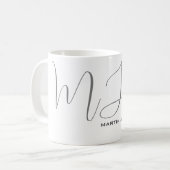 Mit Monogramm-White Gray Personal Custom Modern Kaffeetasse (Vorderseite Links)