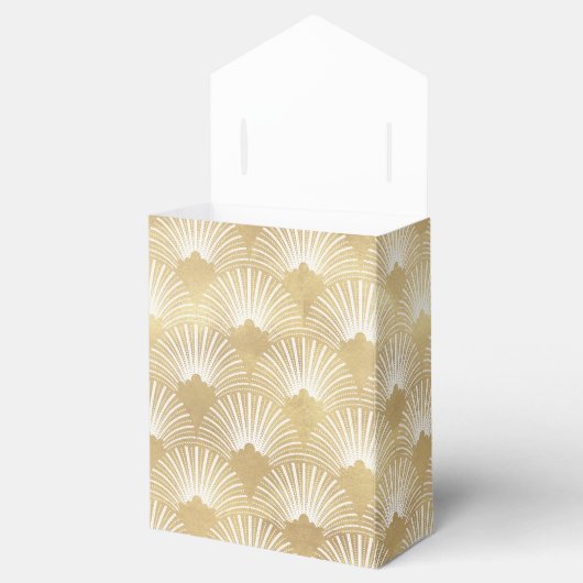 Mit Monogramm White & White Art Deko Muster Geschenkschachtel (Geöffnet)