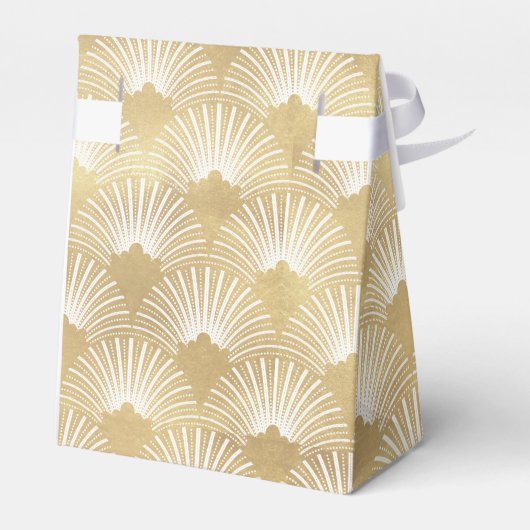 Mit Monogramm White & White Art Deko Muster Geschenkschachtel (Rückseite)