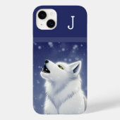 Mit Monogramm White Wolf Howling Case-Mate iPhone Hülle (Rückseite)