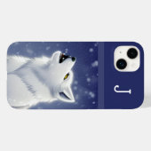 Mit Monogramm White Wolf Howling Case-Mate iPhone Hülle (Rückseite (Horizontal))