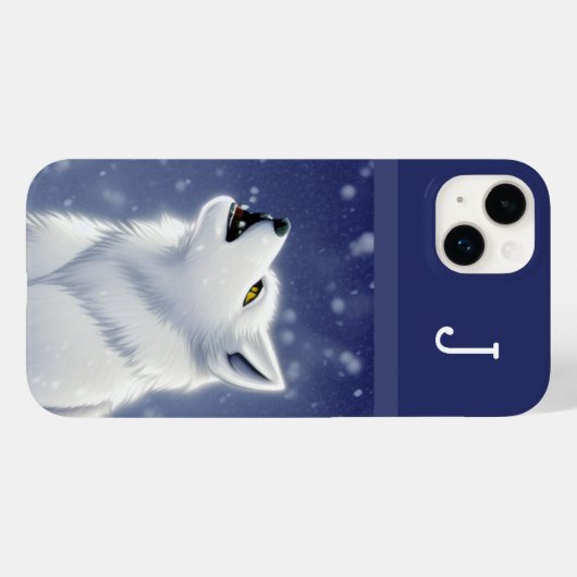 Mit Monogramm White Wolf Howling Case-Mate iPhone Hülle (Rückseite (Horizontal))
