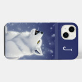 Mit Monogramm White Wolf Howling iPhone Hülle (Rückseite (Horizontal))