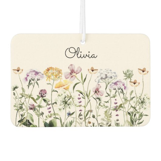 Mit Monogramm Wildblume Garten Autolufterfrischer (Vorderseite)