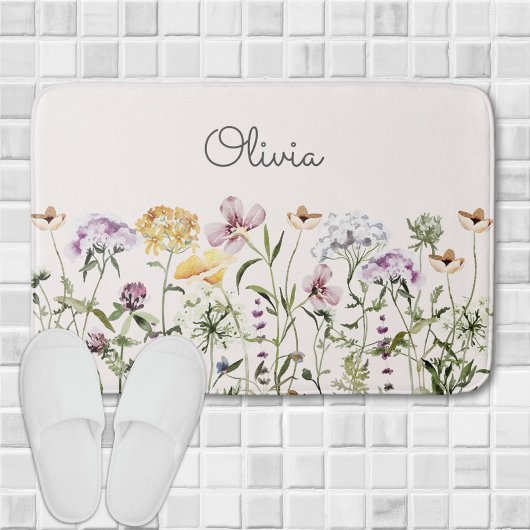 Mit Monogramm Wildblume Garten Badematte