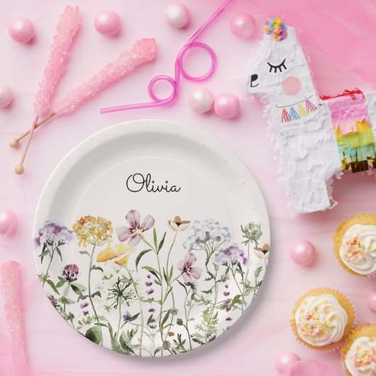 Mit Monogramm Wildblume Garten Pappteller (Party)