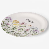 Mit Monogramm Wildblume Garten Pappteller (Schrägansicht)
