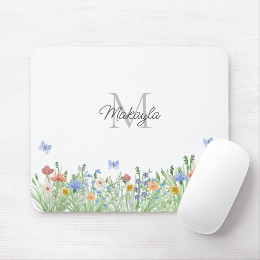 Mit Monogramm Wildblume Mousepad (Mit Mouse)