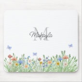 Mit Monogramm Wildblume Mousepad (Vorne)