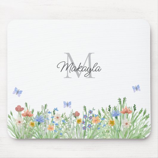 Mit Monogramm Wildblume Mousepad (Vorne)