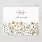 Mit Monogramm Wildblume Rezeptkarte (Rückseite)