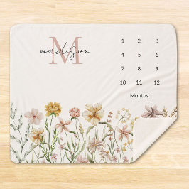 Mit Monogramm Wildblume Wasserfarbe Meilenstein Sherpadecke