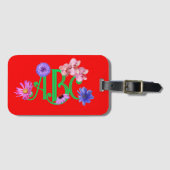 Mit Monogramm "Wildblumen-Akrylen-Gepäckmarke Gepäckanhänger (Vorderseite (Horizontal))