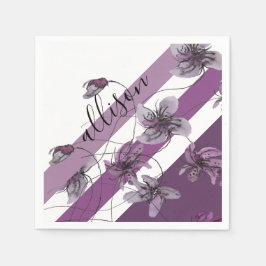 Mit Monogramm Wilde Violetten Wasserfarben Handlac Serviette