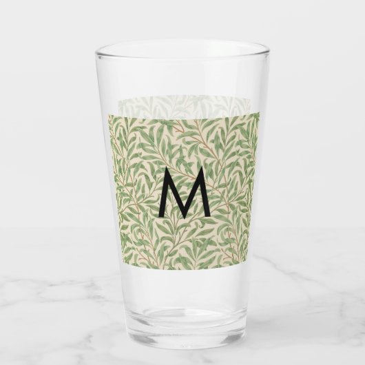 Mit Monogramm William Morris Willow Bough Gemuster Glas (Rückseite)