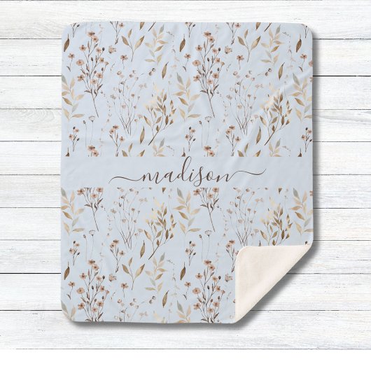 Mit Monogramm Winter Brown getrocknet florale bota Sherpadecke