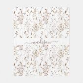 Mit Monogramm Winter Brown getrocknete Blume und B Fleecedecke (Vorderseite)