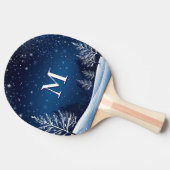 Mit Monogramm Winter Mitternacht Blue Sky Stars Tischtennis Schläger (Seitenansicht)