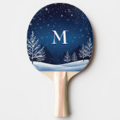 Mit Monogramm Winter Mitternacht Blue Sky Stars Tischtennis Schläger (Vorderseite)