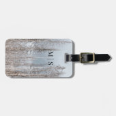 Mit Monogramm Winterbäume auf hellblauem Himmel Gepäckanhänger (Vorderseite horizontal)