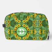 Mit Monogramm Wirbel von Sonnenblumen bedruckt Waschbeutel (Vorderseite)