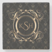 Mit Monogramm Wirbler Raster USB C Steinuntersetzer (Vorderseite)