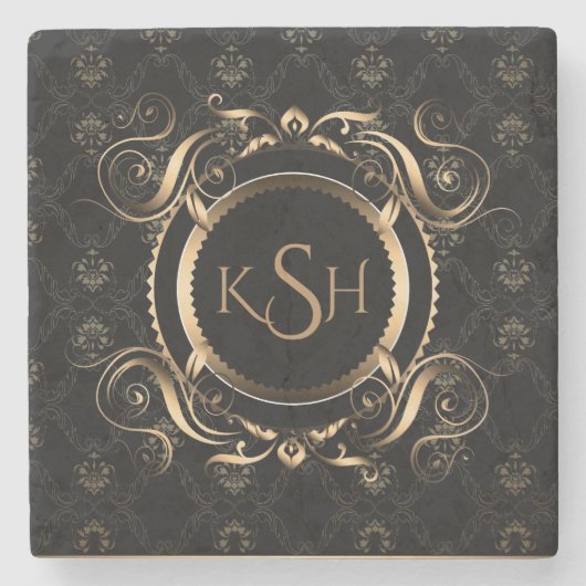 Mit Monogramm Wirbler Raster USB C Steinuntersetzer (Vorderseite)