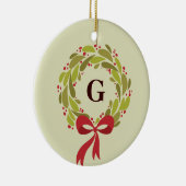 Mit Monogramm Wreath - unser erstes Weihnachten Keramikornament (Rechts)