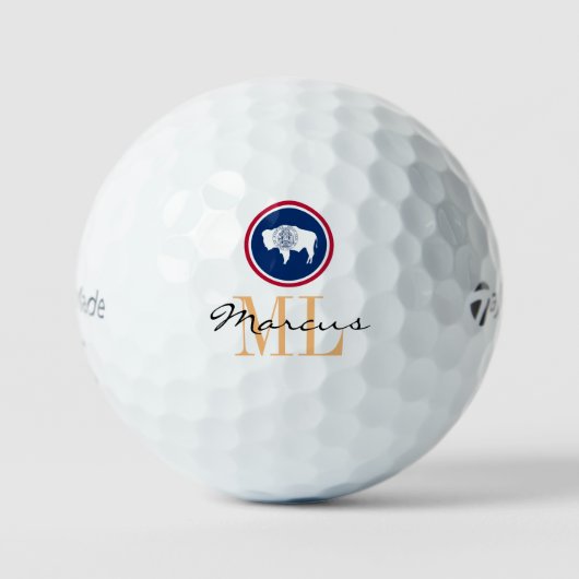 Mit Monogramm Wyoming Flag & Wyoming, USA Golf Golfball (Vorderseite)