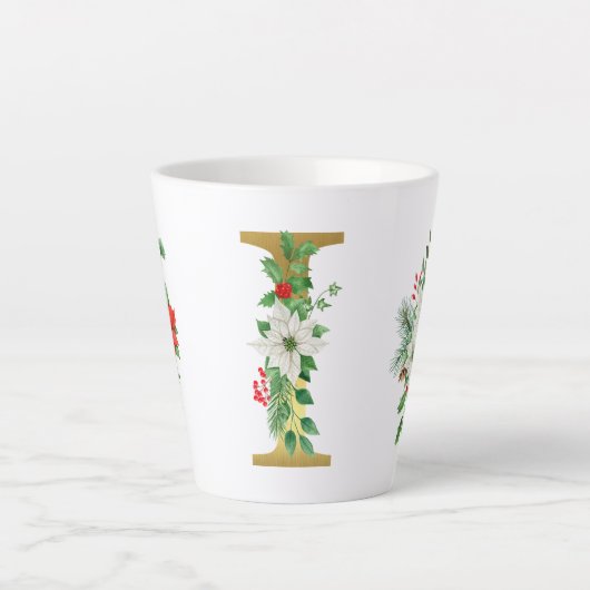 Mit Monogramm Xmas-Latte-Tasse-Gold-Brief Milchtasse (Vorderseite)