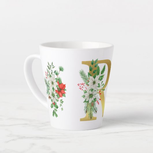 Mit Monogramm Xmas-Latte-Tasse-Gold-Brief Milchtasse (Linke Ecke)